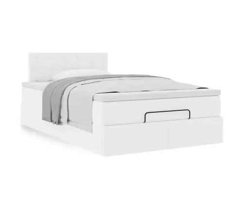 Osmaņu Gultas Rāmis Ar Matrača Balta 120X190Cm Mākslīgā Āda Vidaxl