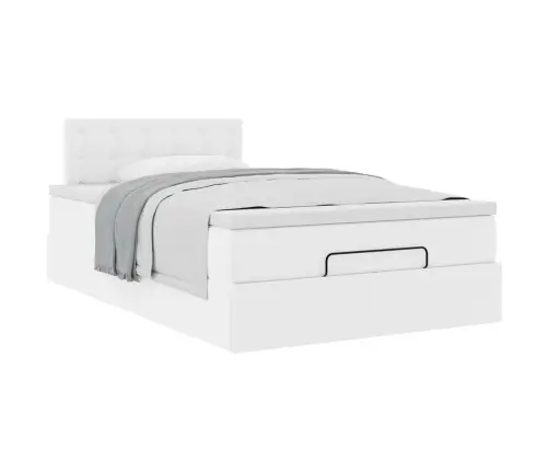 Osmaņu Gultas Rāmis Ar Matrača Balta 120X190Cm Mākslīgā Āda Vidaxl