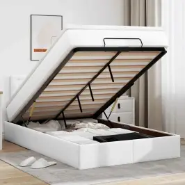 Osmaņu Gultas Rāmis Ar Matrača Balta 120X190Cm Mākslīgā Āda Vidaxl Osmaņu Gultas Rāmis Ar Matrača Balta 120X190Cm Mākslīgā Āda Vidaxl