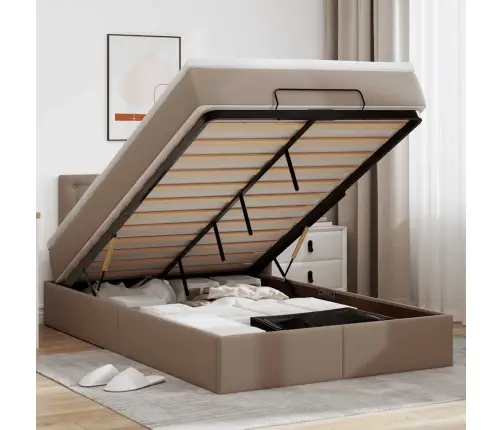 Osmaņu Gultas Rāmis Ar Matrača Kapučīno 120X190Cm Mākslīgā Āda Vidaxl