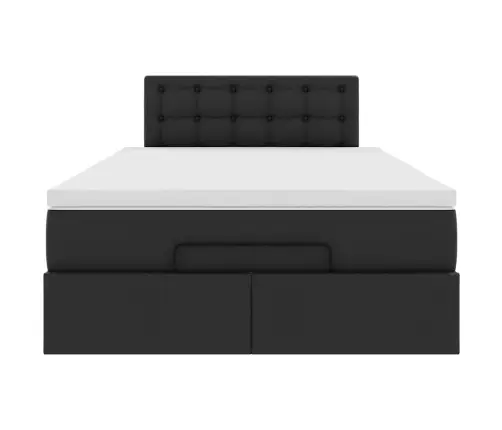 Osmanų Lovos Rėmas Su Čiužiniu, Juoda, 120X200cm Dirbtinė Oda