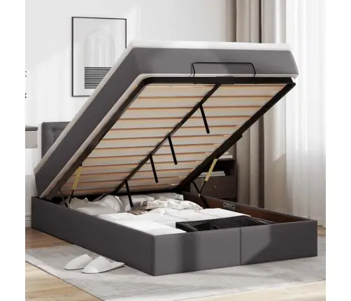 Ottomani Voodiraam Madratsiga, Hall, 120X200cm Kunstnahk