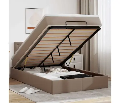 Osmanų Lovos Rėmas Su Čiužiniu, Kapučino, 120X200cm Dirbt. Oda