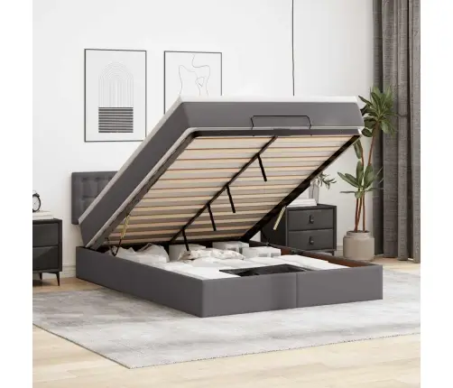 Ottomani Voodi Madratsiga, Hall, 140X190cm Kunstnahk