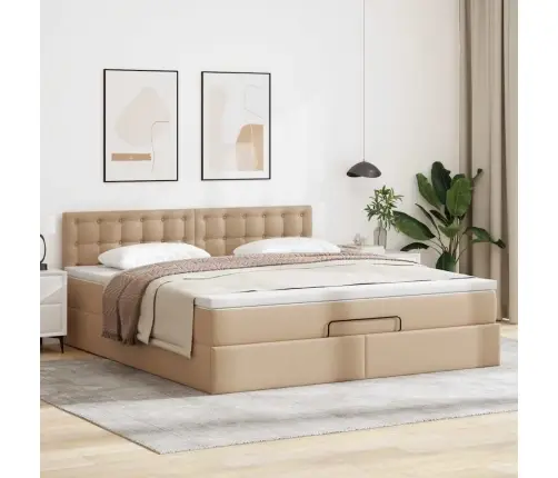 Osmaņu Gulta Ar Matrača, Kapučīno, 140X190Cm, Mākslīgā Āda Vidaxl