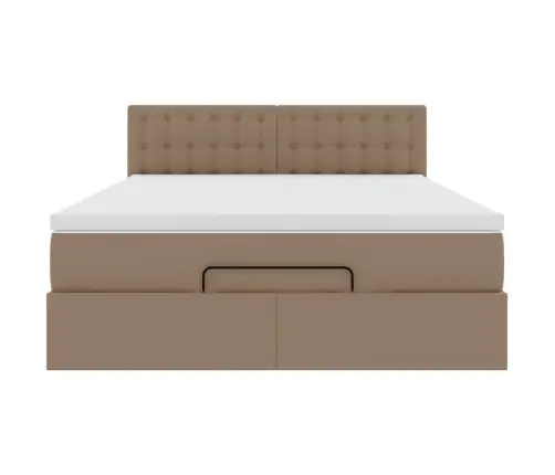 Osmaņu Gulta Ar Matrača, Kapučīno, 140X190Cm, Mākslīgā Āda Vidaxl