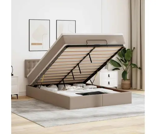 Osmaņu Gulta Ar Matrača, Kapučīno, 140X190Cm, Mākslīgā Āda Vidaxl