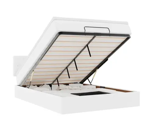 Osmanų Lovos Rėmas Su Čiužiniu, Balta, 140X200cm Dirbtinė Oda