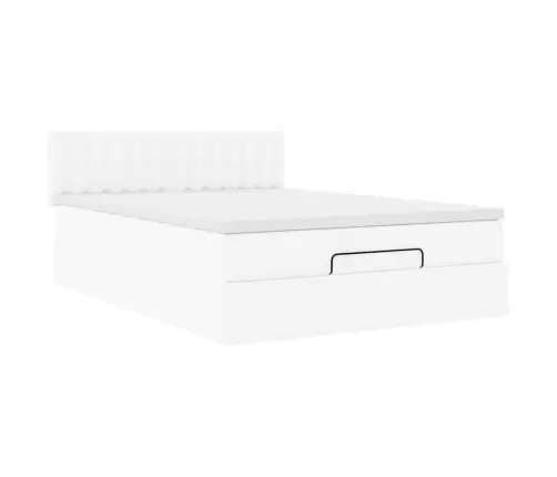 Osmanų Lovos Rėmas Su Čiužiniu, Balta, 140X200cm Dirbtinė Oda