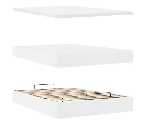 Osmanų Lovos Rėmas Su Čiužiniu, Balta, 140X200cm Dirbtinė Oda