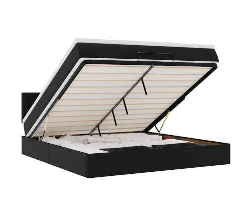 Osmaņu Gultas Rāmis Ar Matrača Melns 160X200Cm Mākslīgā Āda Vidaxl