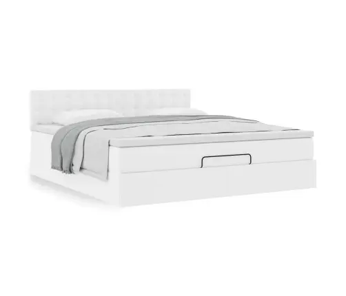 Osmanų Lovos Rėmas Su Čiužiniu, Balta, 180X200cm Dirbtinė Oda