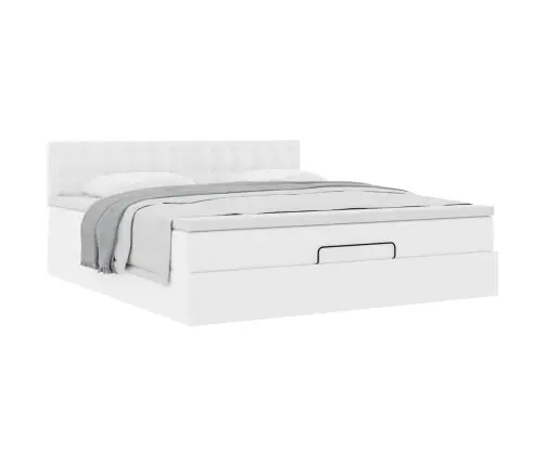 Osmanų Lovos Rėmas Su Čiužiniu, Balta, 180X200cm Dirbtinė Oda