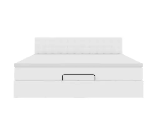 Osmanų Lovos Rėmas Su Čiužiniu, Balta, 180X200cm Dirbtinė Oda