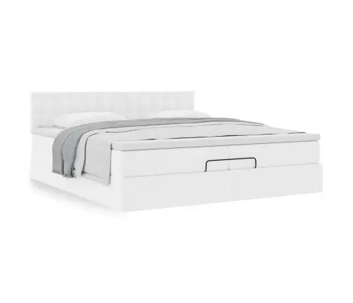 Osmanų Lovos Rėmas Su Čiužiniais, Balta, 200X200cm Dirbt. Oda