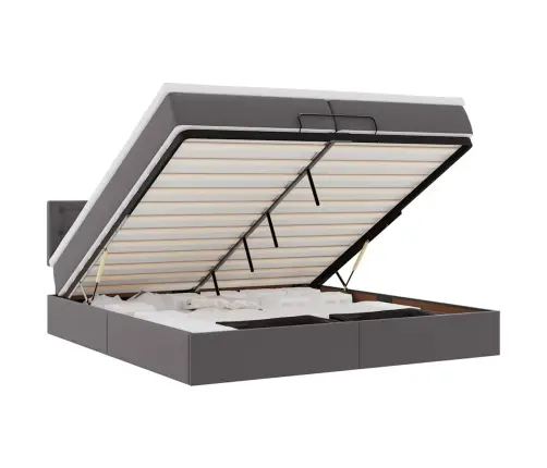 Osmaņu Gultas Rāmis Ar Matračiem Pelēks 200X200 Cm Mākslīgā Āda Vidaxl