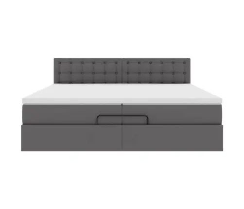 Osmaņu Gultas Rāmis Ar Matračiem Pelēks 200X200 Cm Mākslīgā Āda Vidaxl