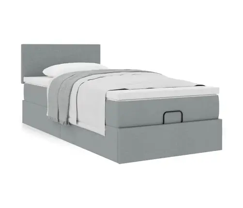 Ottomani Voodiraam Madratsiga, Helehall, 80X200 cm Kangas