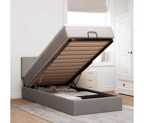 Osmanų Lovos Rėmas Su Čiužiniu, Taupe, 80X200cm Audinys