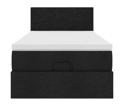 Ottomani Voodiraam Madratsiga, Must, 90X190cm Kangas