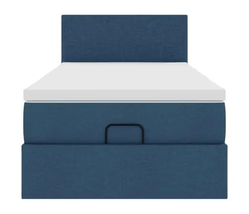 Osmaņu Gultas Rāmis Ar Matrača Zils 90X190 Cm Audums Vidaxl