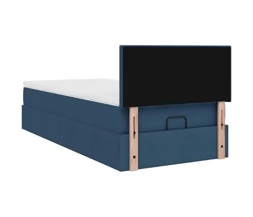 Osmaņu Gultas Rāmis Ar Matrača Zils 90X190 Cm Audums Vidaxl