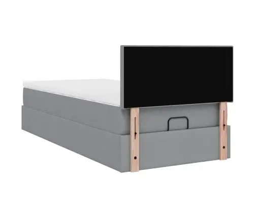 Ottomani Voodi Madratsiga, Helehall, 90X200 cm Kangas