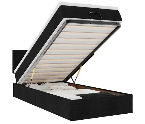 Osmaņu Gultas Rāmis Ar Matrača Melns 90X200 Cm Audums Vidaxl