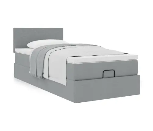 Ottomani Voodi Madratsiga, Helehall, 100X200 cm Kangas