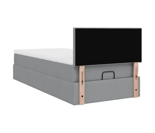 Ottomani Voodi Madratsiga, Helehall, 100X200 cm Kangas