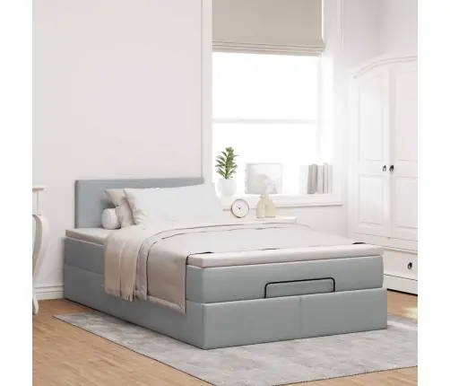 Osmanų Lova Su Čiužiniu, Pilkas, 120X190cm Audinys