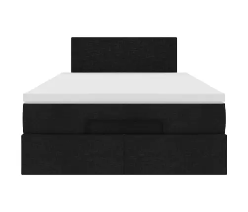 Ottomani Voodi Madratsiga, Must, 120X190 cm Kangas