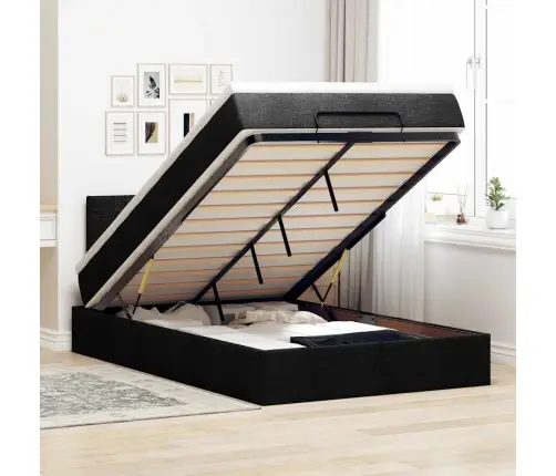 Ottomani Voodi Madratsiga, Must, 120X190 cm Kangas