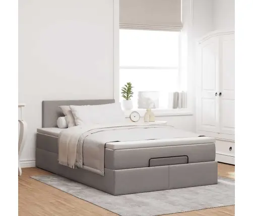 Osmaņu Gultas Rāmis Ar Matrača Pelēkbrūns 120X190Cm Audums Vidaxl