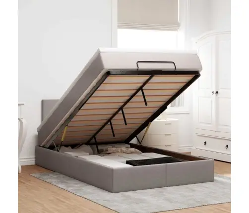 Osmaņu Gultas Rāmis Ar Matrača Pelēkbrūns 120X190Cm Audums Vidaxl