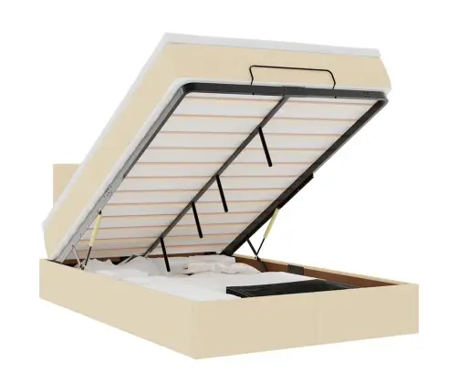 Osmaņu Gultas Rāmis Ar Matrača Krēmkrāsas 120X190Cm Audums Vidaxl