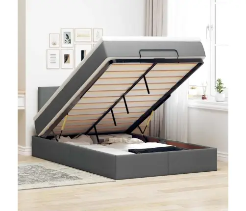 Osmaņu Gultas Rāmis Ar Matrača Tumši Pelēks 120X200 Cm Audums Vidaxl