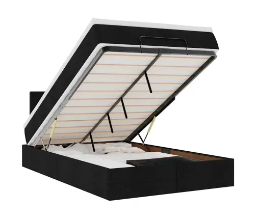 Osmaņu Gultas Rāmis Ar Matrača Melns 120X200 Cm Audums Vidaxl