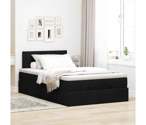 Osmaņu Gultas Rāmis Ar Matrača Melns 120X200 Cm Audums Vidaxl