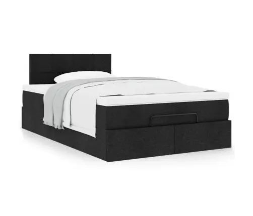 Osmaņu Gultas Rāmis Ar Matrača Melns 120X200 Cm Audums Vidaxl