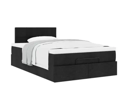 Osmaņu Gultas Rāmis Ar Matrača Melns 120X200 Cm Audums Vidaxl