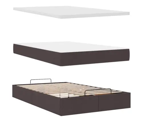 Osmaņu Gultas Rāmis Ar Matrača Tumši Brūns 120X200 Cm Audums Vidaxl