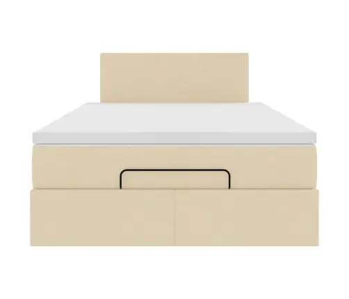 Osmaņu Gultas Rāmis Ar Matrača Krēmkrāsas 120X200 Cm Audums Vidaxl