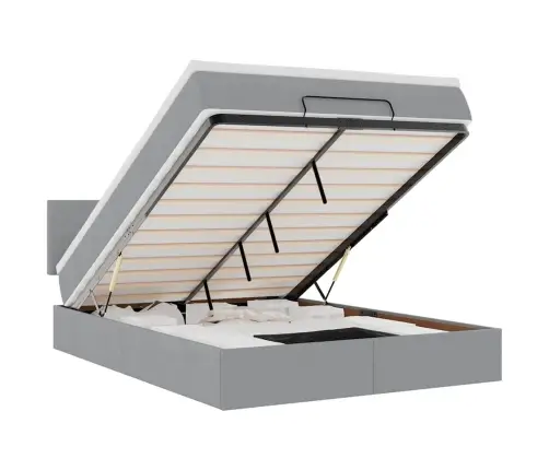 Osmanų Lova Su Čiužiniu, Pilkas, 140X190cm Audinys