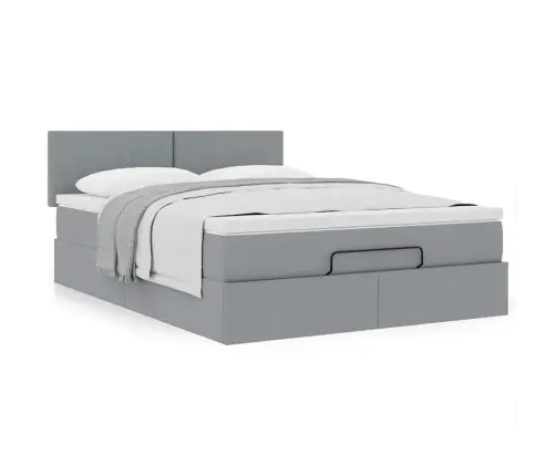 Osmanų Lova Su Čiužiniu, Pilkas, 140X190cm Audinys