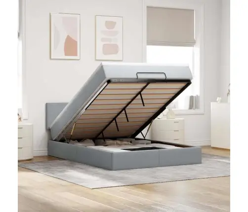 Osmanų Lova Su Čiužiniu, Pilkas, 140X190cm Audinys