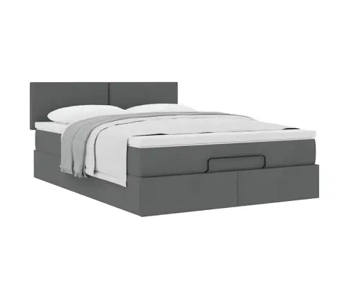 Osmanų Lova Su Čiužiniu, Pilkas, 140X190cm Audinys