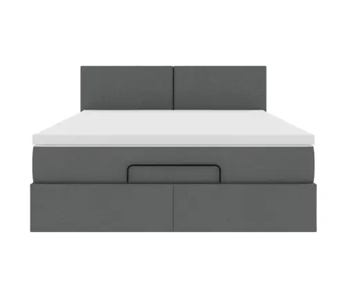 Osmanų Lova Su Čiužiniu, Pilkas, 140X190cm Audinys