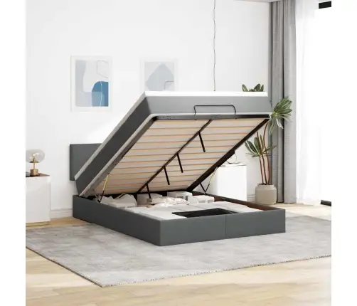 Osmanų Lova Su Čiužiniu, Pilkas, 140X190cm Audinys