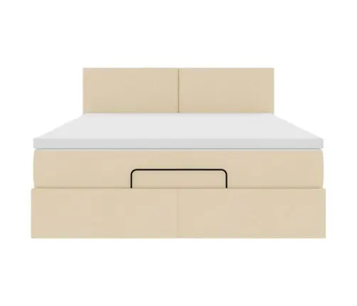 Osmaņu Gulta Ar Matraci, Krēmkrāsas, 140X190 Cm, Audums Vidaxl